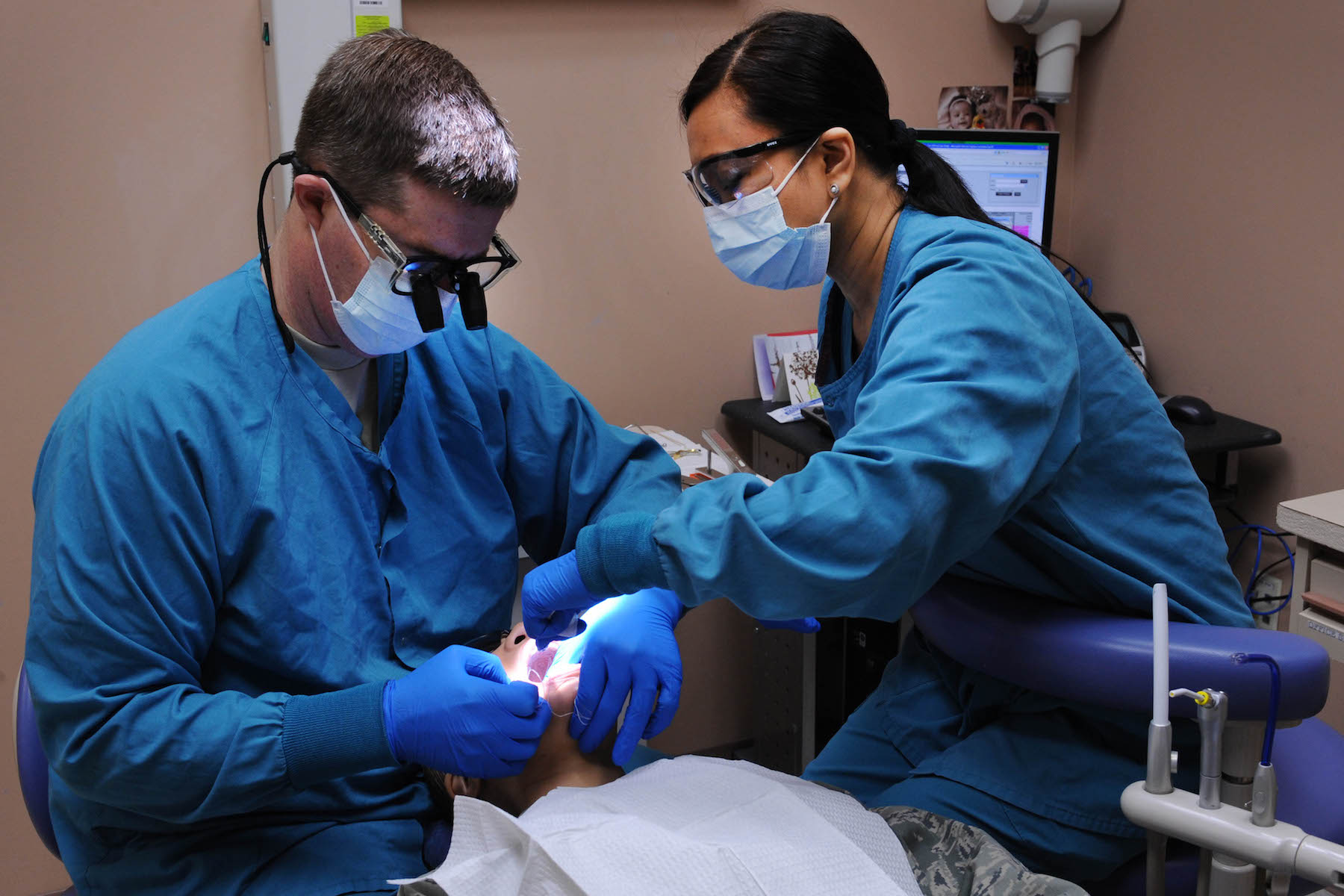 Dental surgery being performed